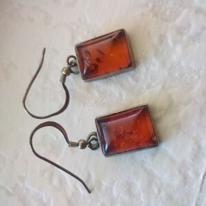 Amber earrings - real amber and silver